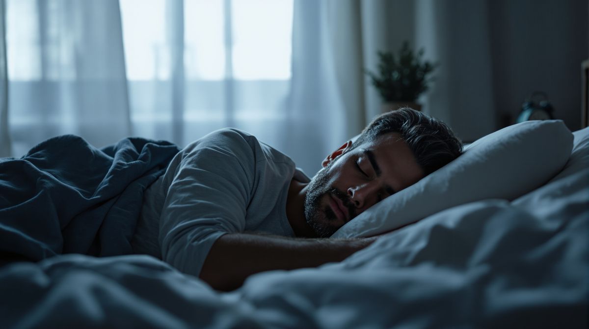 Mann schläft im Morgenlicht
